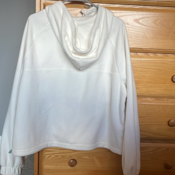 White Hooded Fleece Jacket with zippers, pocket, and drawstring - Picture 4 of 4